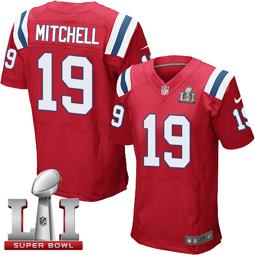  Patriots 19 Malcolm Mitchell Red Alternate Super Bowl LI 51 Men Stitched NFL Elite Jersey