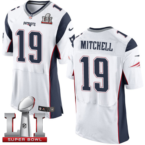  Patriots 19 Malcolm Mitchell White Super Bowl LI 51 Men Stitched NFL Elite Jersey