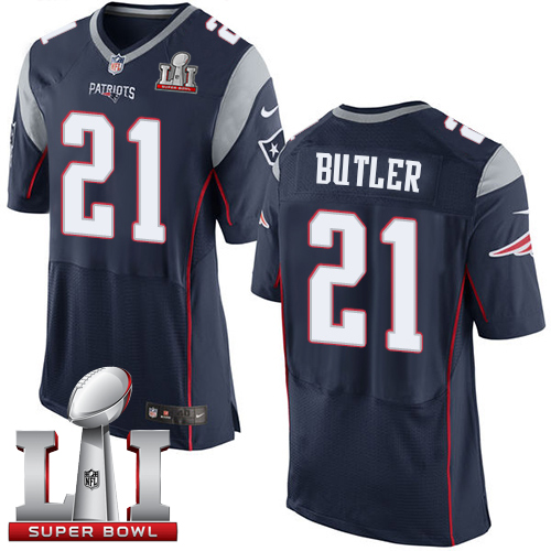  Patriots 21 Malcolm Butler Navy Blue Team Color Super Bowl LI 51 Men Stitched NFL New Elite Jersey