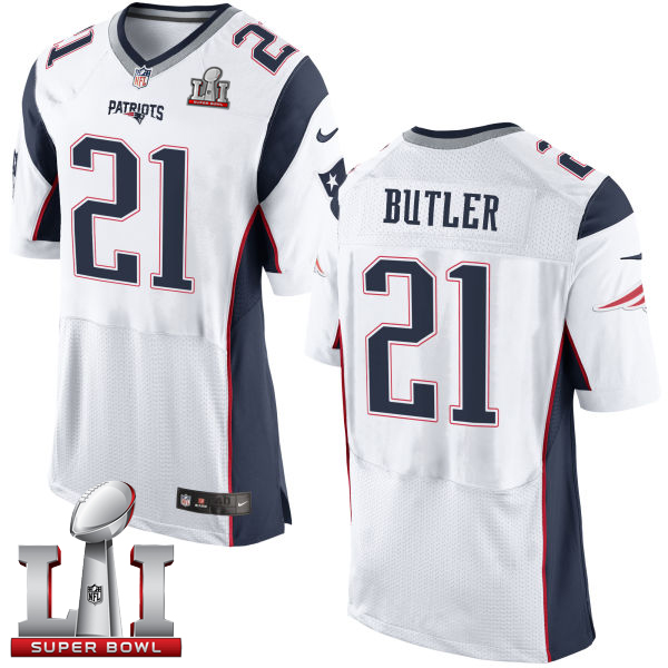  Patriots 21 Malcolm Butler White Super Bowl LI 51 Men Stitched NFL New Elite Jersey