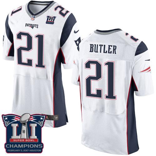  Patriots 21 Malcolm Butler White Super Bowl LI Champions Men Stitched NFL New Elite Jersey