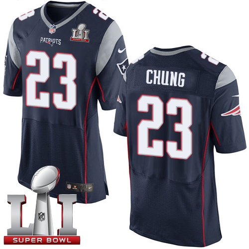  Patriots 23 Patrick Chung Navy Blue Team Color Super Bowl LI 51 Men Stitched NFL New Elite Jersey