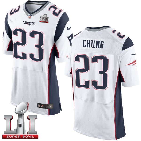  Patriots 23 Patrick Chung White Super Bowl LI 51 Men Stitched NFL New Elite Jersey