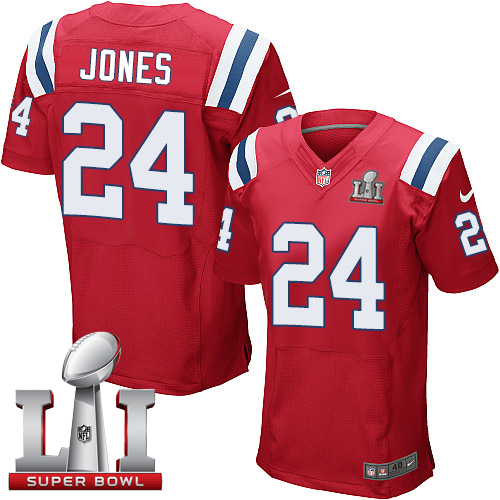  Patriots 24 Cyrus Jones Red Alternate Super Bowl LI 51 Men Stitched NFL Elite Jersey