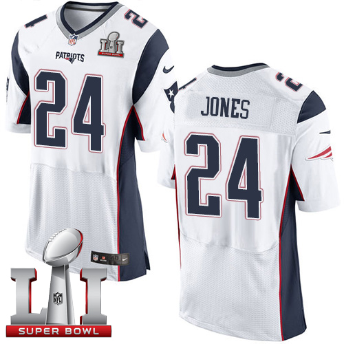  Patriots 24 Cyrus Jones White Super Bowl LI 51 Men Stitched NFL New Elite Jersey