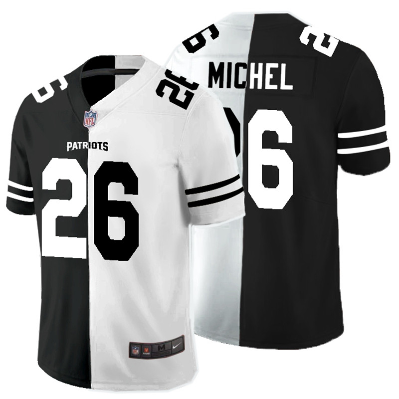 Nike Patriots 26 Sony Michel Black And White Split Vapor Untouchable Limited Jersey