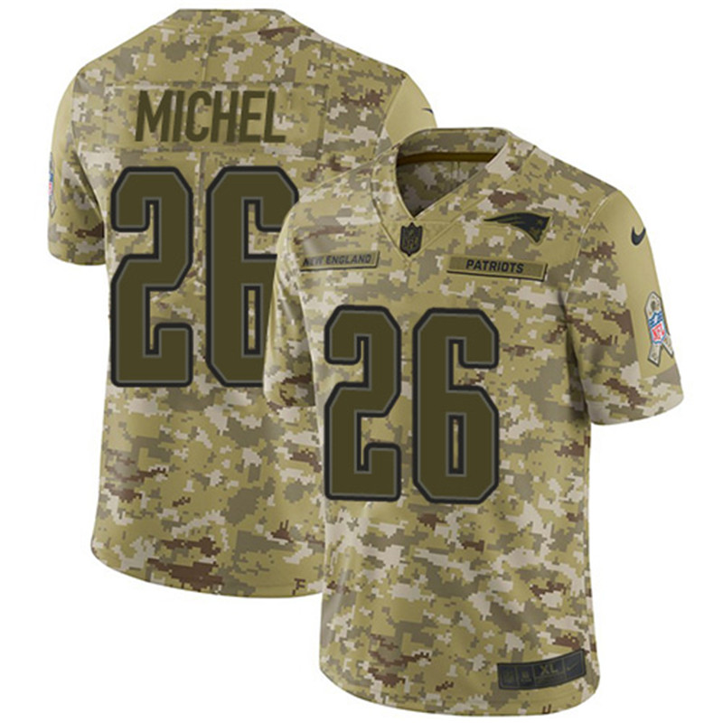  Patriots 26 Sony Michel Camo Salute To Service Limited Jersey