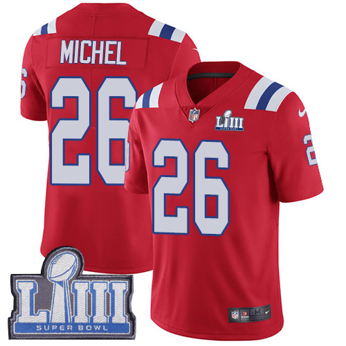  Patriots 26 Sony Michel Red 2019 Super Bowl LIII Vapor Untouchable Limited Jersey