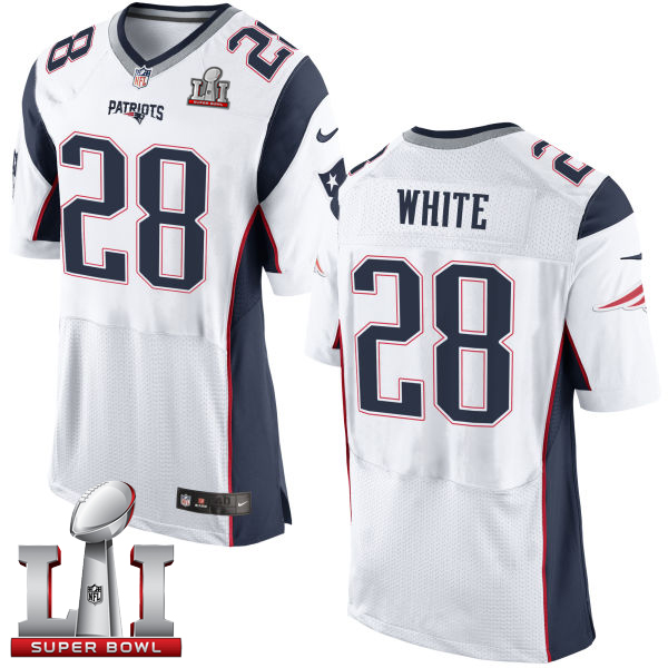  Patriots 28 James White White Super Bowl LI 51 Men Stitched NFL New Elite Jersey