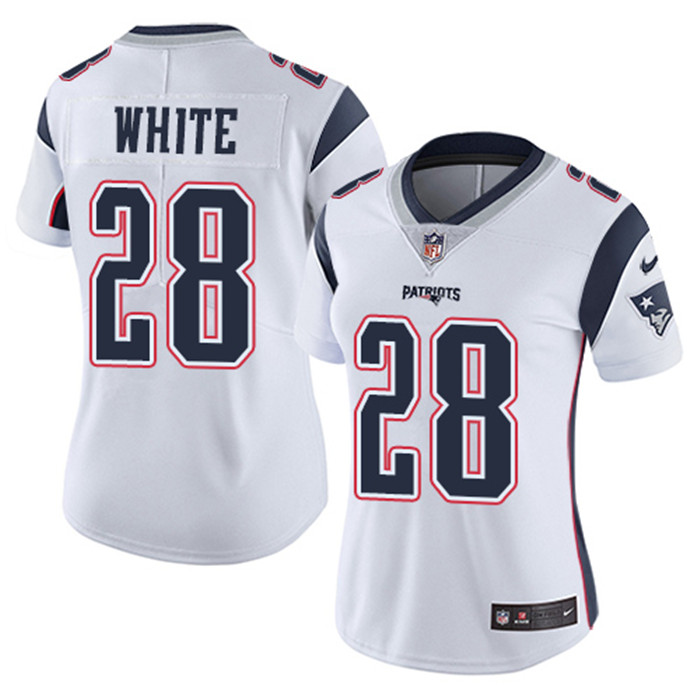  Patriots 28 James White White Women Vapor Untouchable Limited Jersey