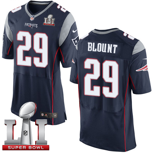  Patriots 29 LeGarrette Blount Navy Blue Team Color Super Bowl LI 51 Men Stitched NFL New Elite Jersey
