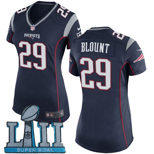  Patriots 29 LeGarrette Blount Navy Women 2018 Super Bowl LII Game Jersey