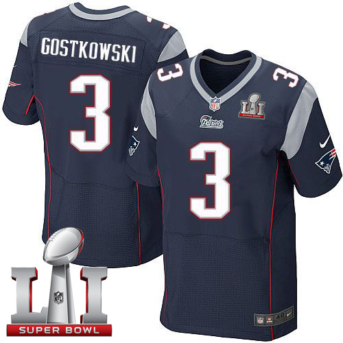  Patriots 3 Stephen Gostkowski Navy Blue Team Color Super Bowl LI 51 Men Stitched NFL Elite Jersey