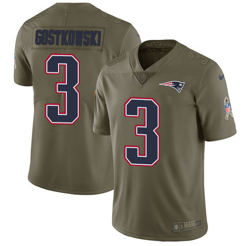  Patriots 3 Stephen Gostkowski Olive Salute To Service Limited Jersey