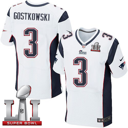  Patriots 3 Stephen Gostkowski White Super Bowl LI 51 Men Stitched NFL Elite Jersey