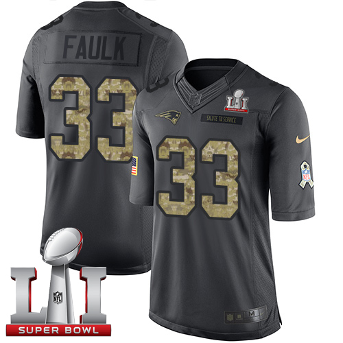  Patriots 33 Kevin Faulk Black Super Bowl LI 51 Men Stitched NFL Limited 2016 Salute To Service Jersey
