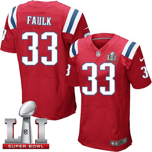  Patriots 33 Kevin Faulk Red Alternate Super Bowl LI 51 Men Stitched NFL Elite Jersey