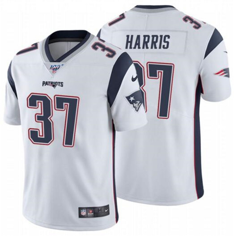 Nike Patriots 37 Damien Harris White 100th Season Vapor Untouchable Limited Jersey