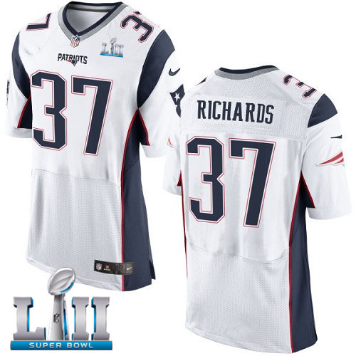  Patriots 37 Jordan Richards White 2018 Super Bowl LII Elite Jersey