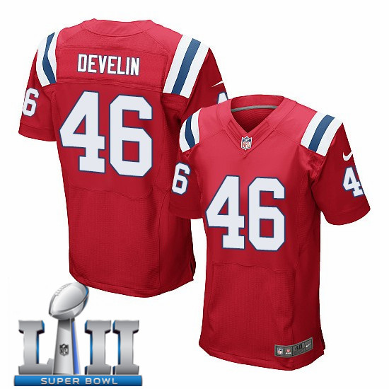  Patriots 46 James Develin Red 2018 Super Bowl LII Elite Jersey
