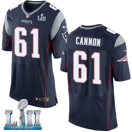  Patriots 61 Marcus Cannon Navy 2018 Super Bowl LII Elite Jersey