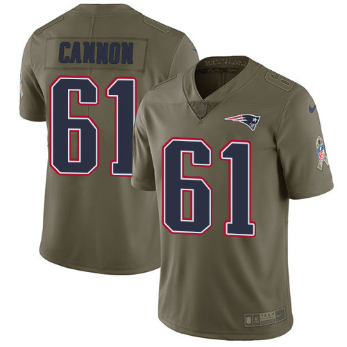  Patriots 61 Marcus Cannon Olive Salute To Service Limited Jersey