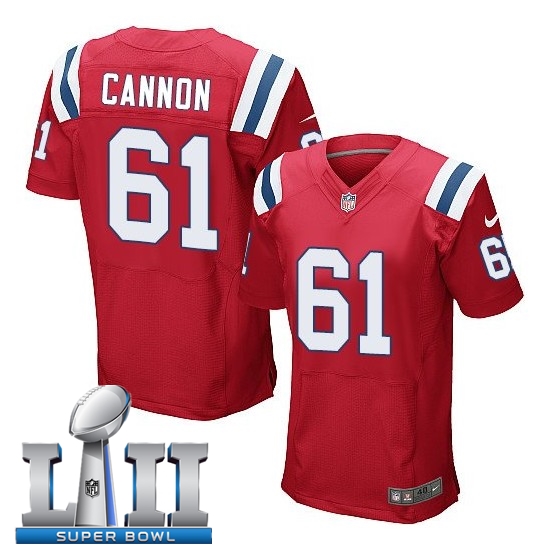  Patriots 61 Marcus Cannon Red 2018 Super Bowl LII Elite Jersey