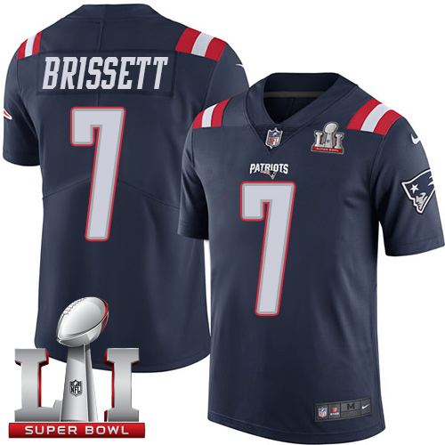 Patriots 7 Jacoby Brissett Navy Blue Super Bowl LI 51 Men Stitched NFL Limited Rush Jersey