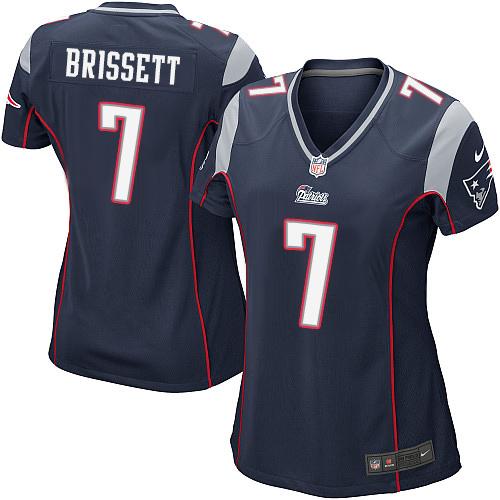  Patriots 7 Jacoby Brissett Navy Blue Team Color Women Stitched NFL New Elite Jersey