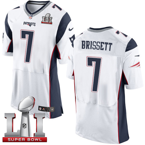  Patriots 7 Jacoby Brissett White Super Bowl LI 51 Men Stitched NFL Elite Jersey