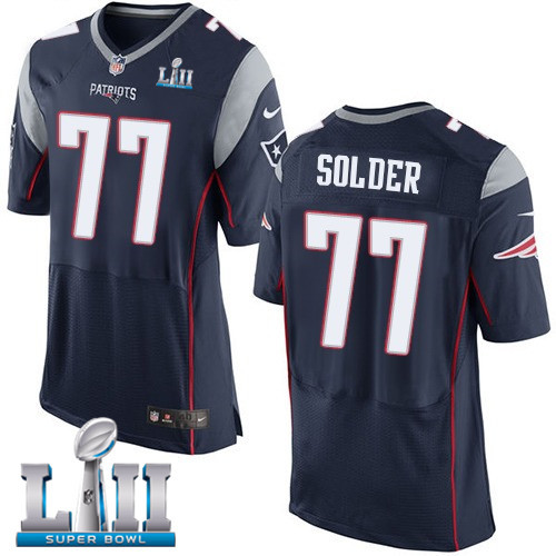  Patriots 77 Nate Solder Navy 2018 Super Bowl LII Elite Jersey