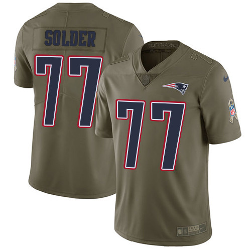  Patriots 77 Nate Solder Olive Salute To Service Limited Jersey