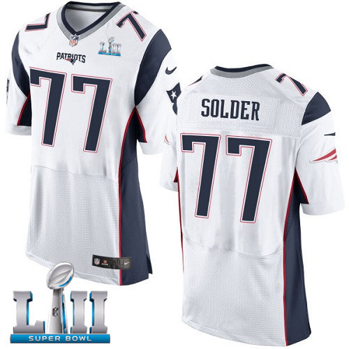  Patriots 77 Nate Solder White 2018 Super Bowl LII Elite Jersey