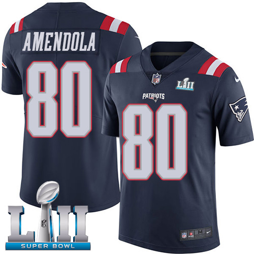  Patriots 80 Danny Amendola Navy 2018 Super Bowl LII Color Rush Limited Jersey