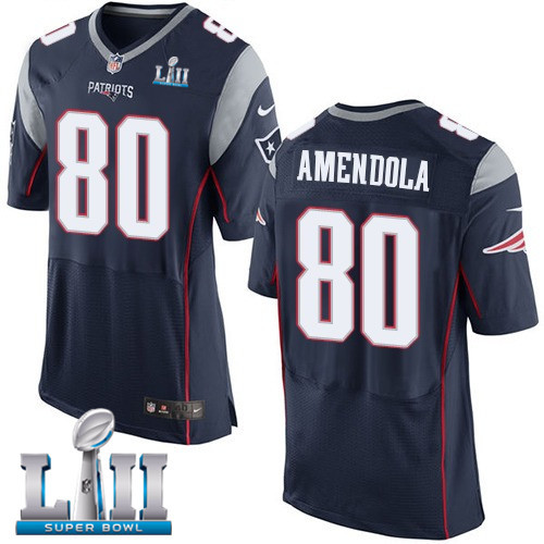  Patriots 80 Danny Amendola Navy 2018 Super Bowl LII Elite Jersey