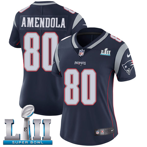  Patriots 80 Danny Amendola Navy Women 2018 Super Bowl LII Vapor Untouchable Player Limited Jersey