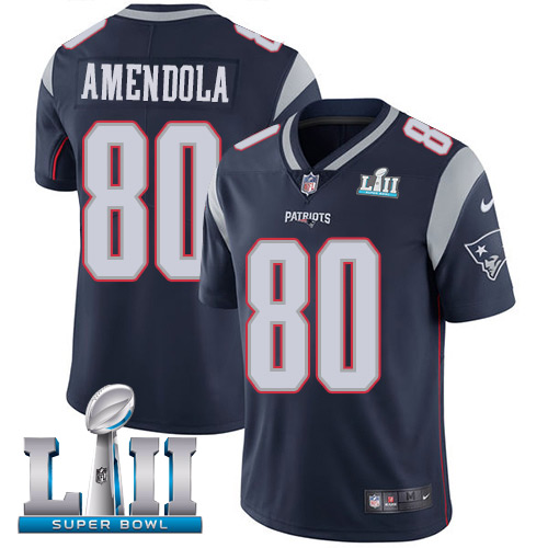  Patriots 80 Danny Amendola Navy Youth 2018 Super Bowl LII Vapor Untouchable Player Limited Jersey