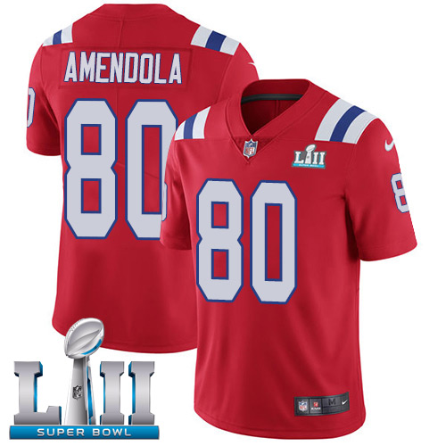  Patriots 80 Danny Amendola Red 2018 Super Bowl LII Vapor Untouchable Player Limited Jersey