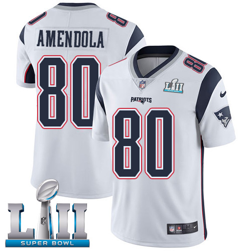  Patriots 80 Danny Amendola White 2018 Super Bowl LII Vapor Untouchable Player Limited Jersey