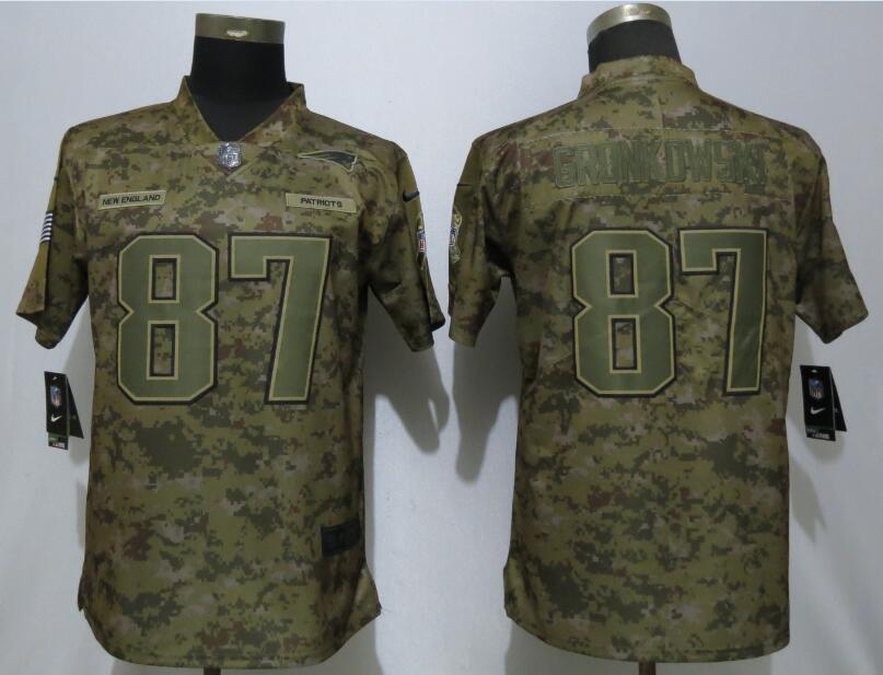  Patriots 87 Rob Gronkowski Camo Women Salute To Service Limited Jersey