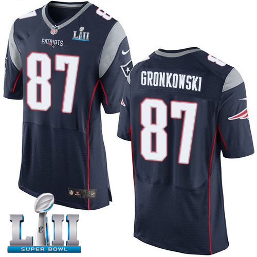  Patriots 87 Rob Gronkowski Navy 2018 Super Bowl LII Elite Jersey