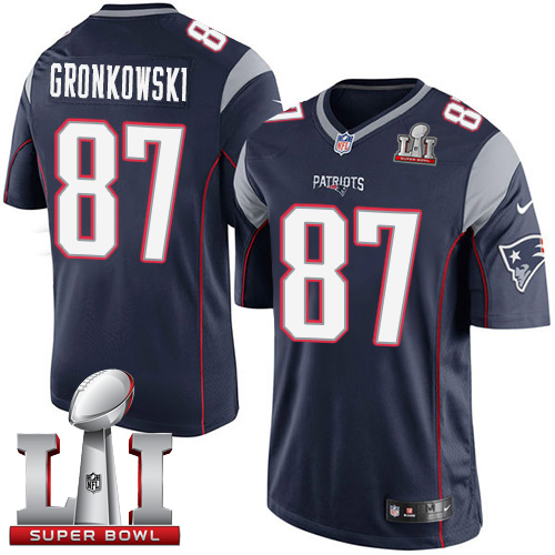  Patriots 87 Rob Gronkowski Navy Blue Team Color Super Bowl LI 51 Men Stitched NFL Limited Jersey