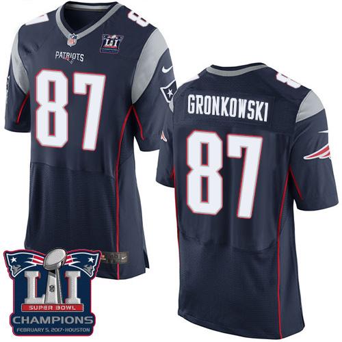  Patriots 87 Rob Gronkowski Navy Blue Team Color Super Bowl LI Champions Men Stitched NFL New Elite Jersey