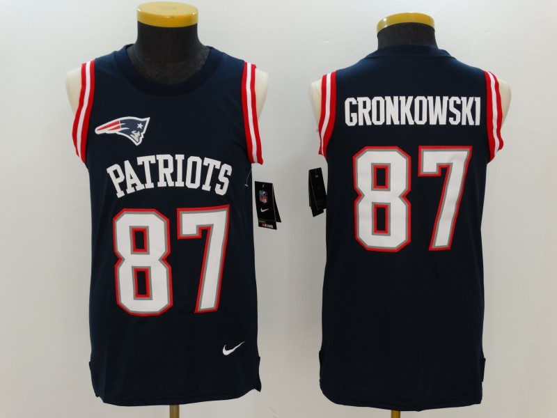  Patriots 87 Rob Gronkowski Navy Color Rush Name & Number Tank Top