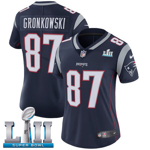  Patriots 87 Rob Gronkowski Navy Women 2018 Super Bowl LII Vapor Untouchable Player Limited Jersey