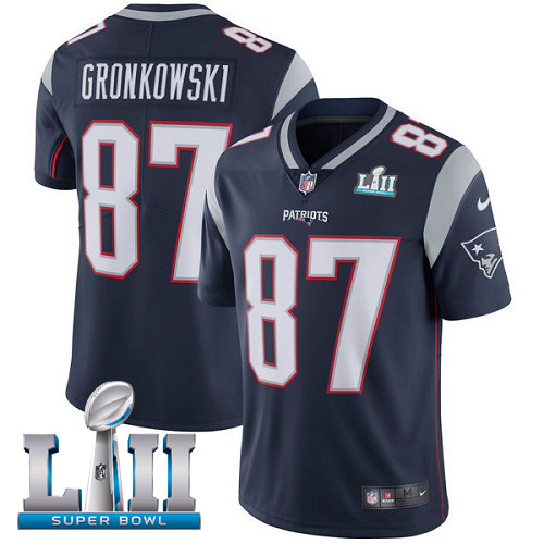  Patriots 87 Rob Gronkowski Navy Youth 2018 Super Bowl LII Vapor Untouchable Player Limited Jersey