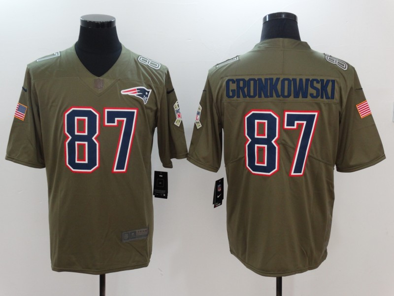  Patriots 87 Rob Gronkowski Olive Salute To Service Limited Jersey