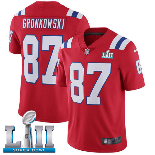  Patriots 87 Rob Gronkowski Red 2018 Super Bowl LII Vapor Untouchable Player Limited Jersey