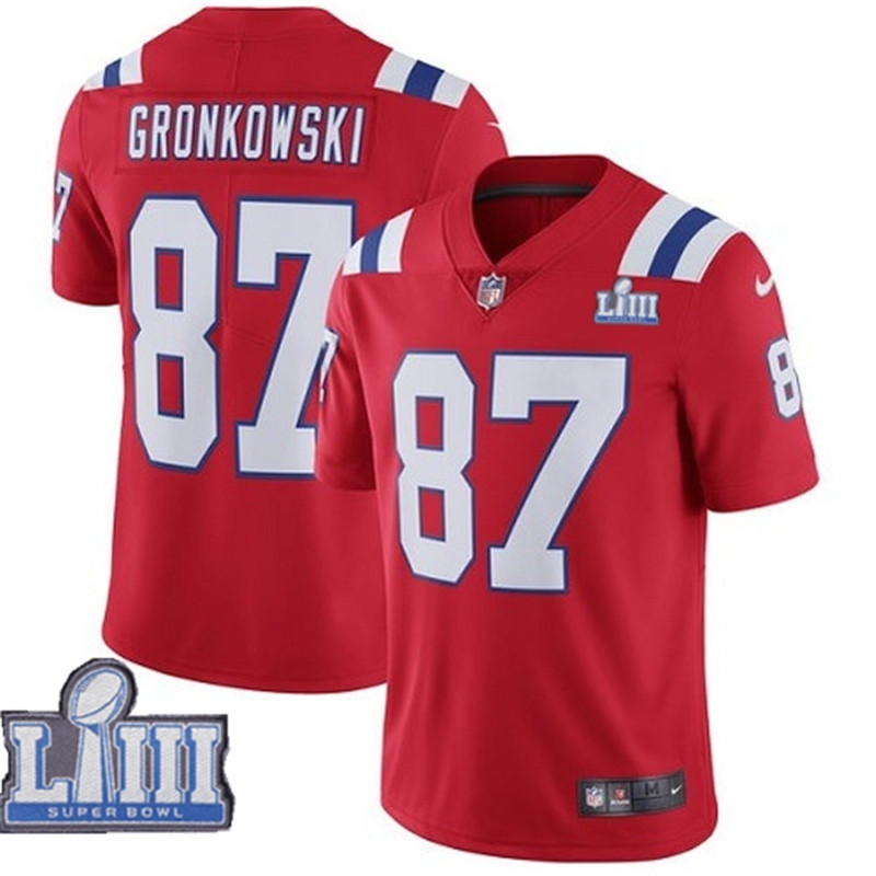  Patriots 87 Rob Gronkowski Red 2019 Super Bowl LIII Vapor Untouchable Limited Jersey