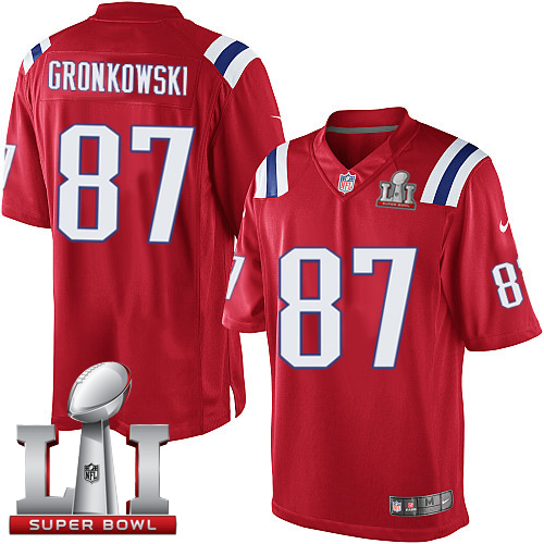  Patriots 87 Rob Gronkowski Red Alternate Super Bowl LI 51 Men Stitched NFL Limited Jersey